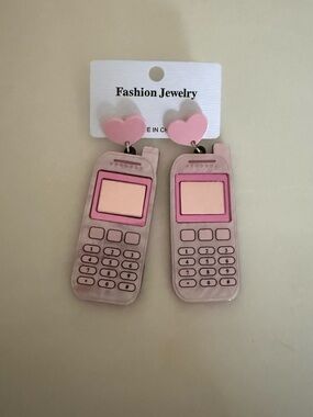 Y2K Fashion Jewelry Pink Retro Phone Heart Drop Earrings